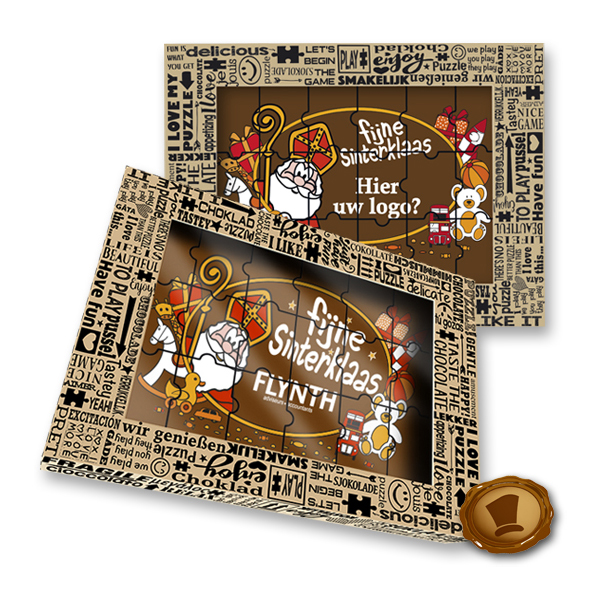 Chocolade Puzzel - Fijne Sinterklaas met uw logo