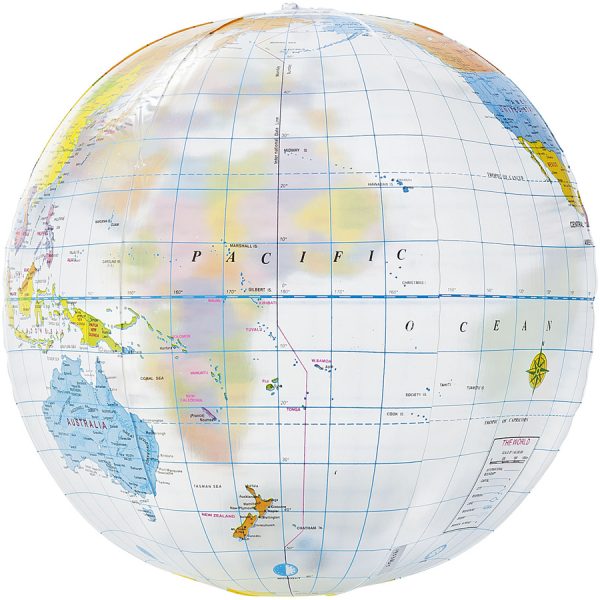 Globe wereldbol strandbal met bedrukking