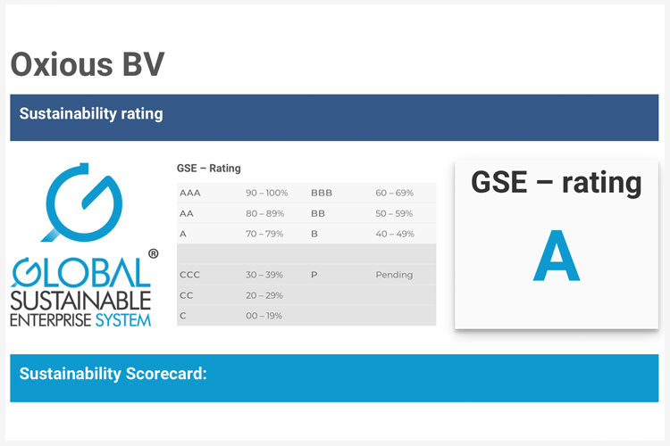Oxious eerste onderneming met sustainable A-status