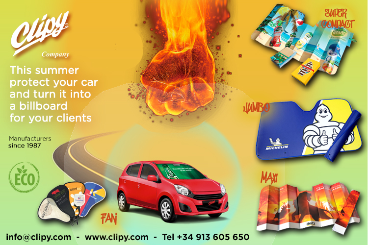 Clipy advertising car sunshade